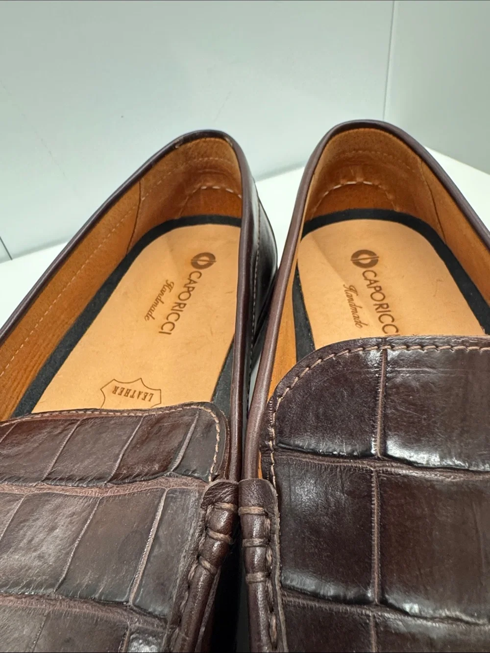 Caporicci XL-Wide size 42 Real genuine alligator Leather Penny Loafers.